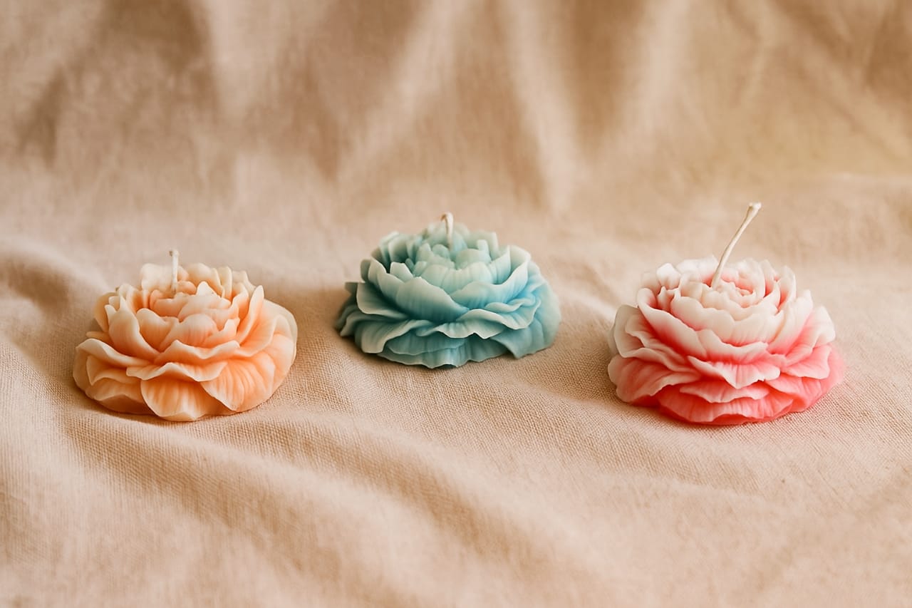 Peony flower candle